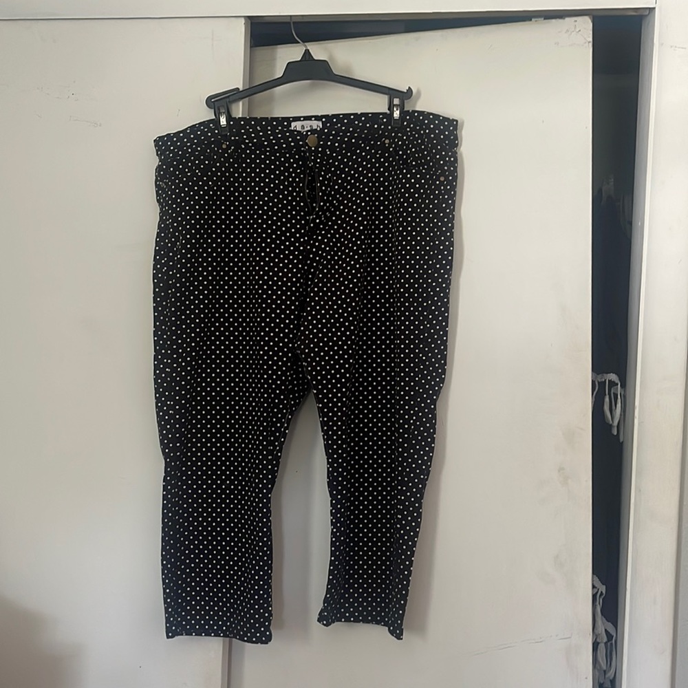 Black and white polka dot capris